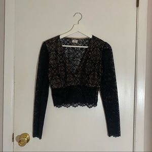 WILFRID ARITZIA Black Lace Long Sleeve Top Size Small